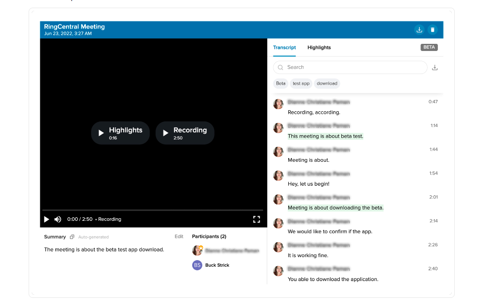 RingCentral Video Meeting Insights and Reporting